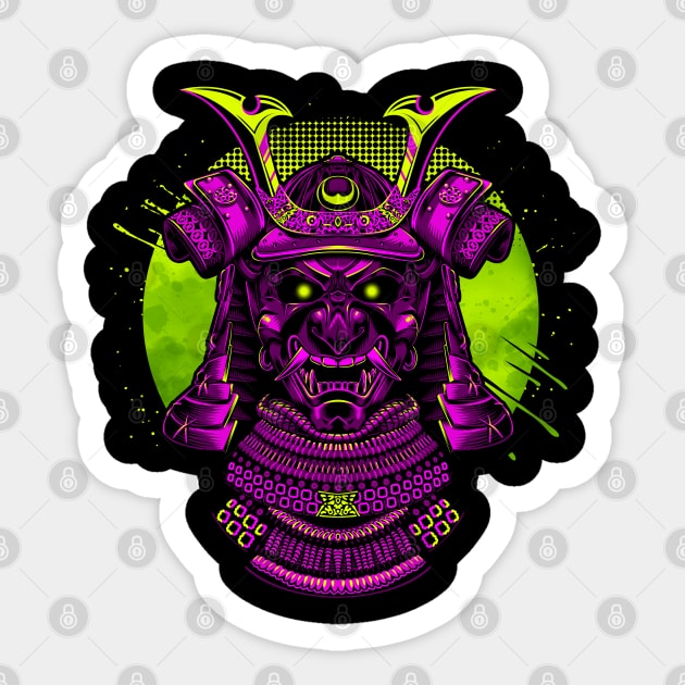 Samurai mask Purple Sticker by albertocubatas